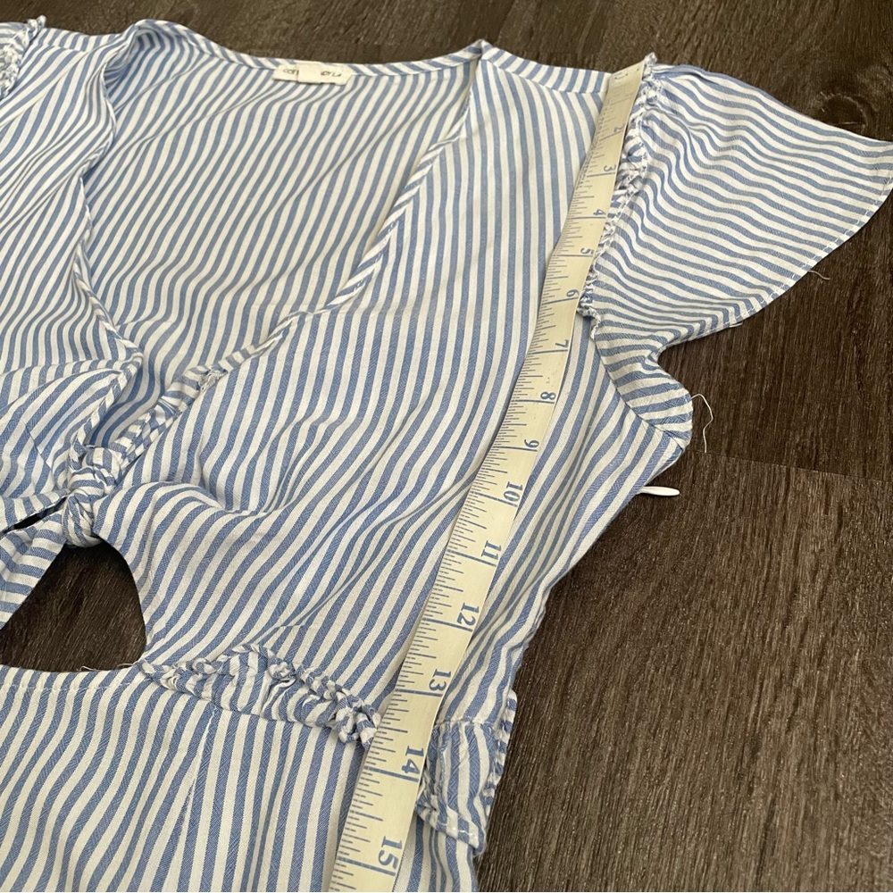Cotton Candy Blue & White Striped Maxi Dress with Front Tie - Picture 8 of 15